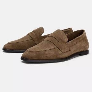 Zara Flat Split Leather Loafers